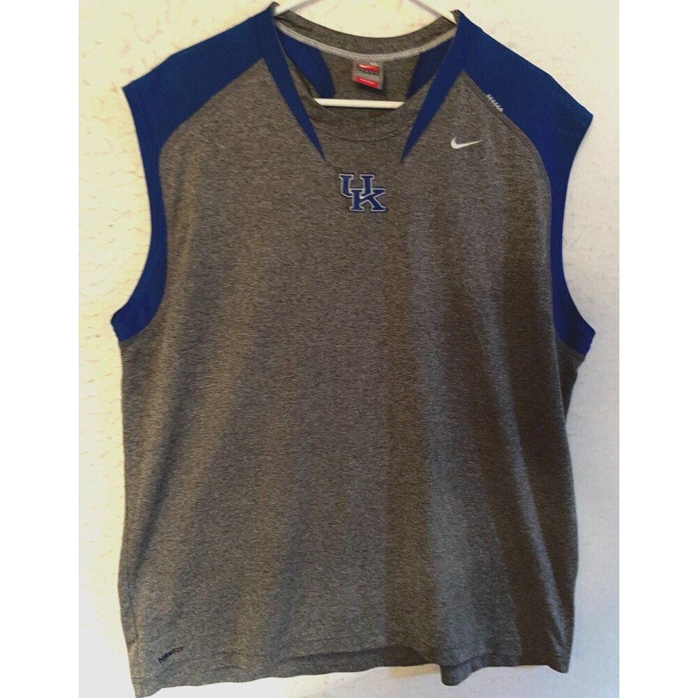 Nike Team Dri Fit Sleeveless Fitted Mens Shirt XL Gray Blue UK Kentucky Wildcat